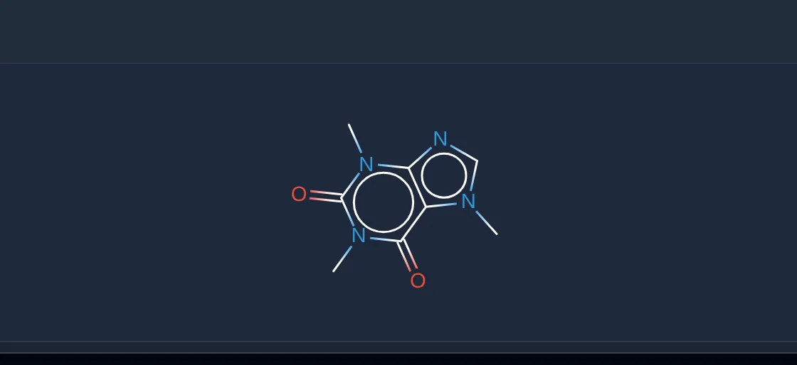 A 2D molecule structure drawn from chemical notation inside a document